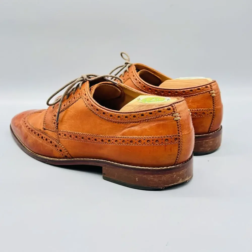 Cole Haan Shoes Mens 10 Light Brown Leather Grand OS Wingtip Oxford Dress Brogue